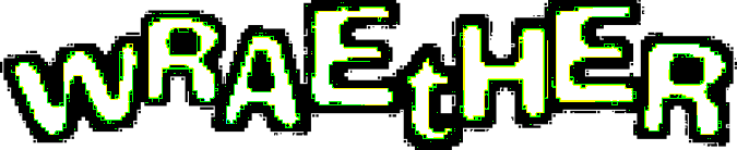 WRAETHER written in white text with a pixelated black outline.